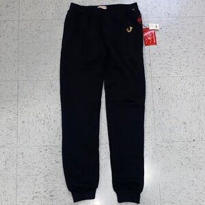 True Religion Black Joggers sweatpants Gold Accent medium M big boy girl 10y 9y